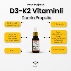 Toros Dağı D3 + K2 Vitamin + Propolis Damla 20 ml